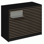 Comptoir Vertigo H T03nat. Spl.Gauche L120cm 2tabl.Couliss.4tab.Amovib-noir