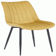Décoshop26 - Chaise de salle à manger x1 couture décorative vertical avec pieds en métal noir mat et assise en velours jaune 10_0002331 - jaune m�