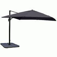 Décoshop26 - Parasol déporté 3 x 4 m Ø env. 5 m aluminium et polyester anthracite rotatif avec pied 04_0007979 - aluminium 3000262408146