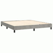 Décoshop26 - Sommier à lattes sur pieds cadre de lit 180x200 cm tissu velours gris clair TDL0207178 - gris 3001170388001