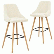 Décoshop26 - Tabourets de bar x2 chaises haute design et moderne en velours crème et bois DEC029388 - 3000257351877 Décoshop26 - Tabourets de bar x2 chaises haute design et moderne en velours crème et bois DEC029388 - 3000257351877