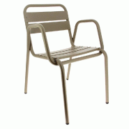 Fauteuil d'extérieur empilable Avignon en aluminium finition taupe par 4