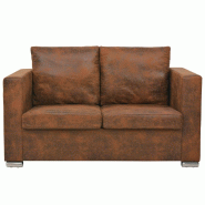 Helloshop26 - Canapé 2 places de salon salle de séjour maison intérieur 137 x 73 x 82 cm cuir daim artificiel  02_0020772 - Bois massif 3001126888005