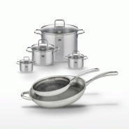 Lot 2 Poêles 32/28cm & 4 Faitouts 12/14/20/26cm Elo Relief Evolution - gris inox 3176239958386