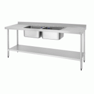 Plonge inox 2 bacs et égouttoirs - P 600 x L 2100 mm | Vogue_0
