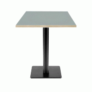 RestooTab - Table Milan T 60x60cm gris medio chants couleur bois - gris fonte TB-MIT-6060M-GR.MED-BOI