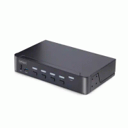 Switch KVM DisplayPort 4 Ports - 8K 60H/4K 144Hz, àÉcran Unique, DisplayPort 1.4, 2 Ports USB 3.0, 4x