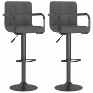 Tabourets de bar lot de 2 gris foncé velours Modèle Aero Panorama Vision - 334660