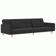 VidaXL Canapé-lit à 2 places avec deux oreillers Gris foncé Tissu Modèle Arlénis - 375800
