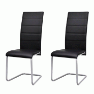 VidaXL Chaises à manger cantilever lot de 2 noir similicuir Modèle Bellecour Chic - 242289