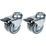 75mm 3" roulette double caoutchouc gris pivotante avec frein capacité 200kg, jeu de 2 75mm 3" roulette double caoutchouc gris pivotante avec frein capacité 200kg, jeu de 2
