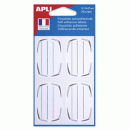 Apli Lot de 5 Pochette de 20 étiquettes scolaires lignées/cadrées gris, format 37 x 55 mm - 3270240113403