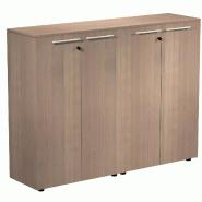 Armoire 4 portes mélaminé à serrure - 4 étagères - L. 163 x P. 43 x  H. 120 cm So Flora - Frêne Noir_0