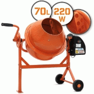 BÉtonniÈre Électrique capacitÉ 70 litres 220 watts avec roues en acier bÉtonniÈre portable pour ciment bÉton mortier plÂtre chape orange et noir 01_0001116