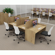 Bureau de call center version double 5 personnes avec poste pour superviseur. - 5 places, Chêne veiné