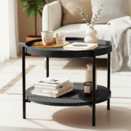 CLP Table basse Corbitan Gris/Ø 50 cm - gris Bois manufacturé 326747