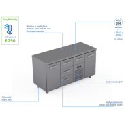Comptoir réfrigéré en acier inoxydable -1600 × 660 × 900 mm - CST-16-1301 Comptoir réfrigéré en acier inoxydable -1600 × 660 × 900 mm - CST-16-1301