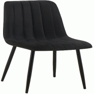Décoshop26 - Chaise de salle à manger x1 coutures décoratives verticales assise en tissu noir pieds en métal noir 10_0002209 - noir métal 3000250