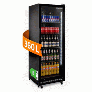 GastroHero Armoire à boissons GKSE360, volume utile 360 litres, 5 Clayettes réglables, éclairage intérieur, verrouillable, noir - noir GKSE360
