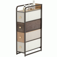 Helloshop26 - Commode de rangement chambre 20 x 47 x 84.5 cm quatre tiroirs profonds gain de place moderne en tissu non tissé gris 21_0003779 - gris