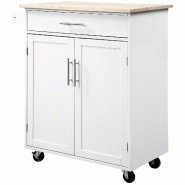 Helloshop26 - Desserte de cuisine 83 x 45 x 91.5 cm tiroir placard porte-torchons 4 roulettes 2 freins moderne épuré en MDF blanc 21_0000985 - blanc Helloshop26 - Desserte de cuisine 83 x 45 x 91.5 cm tiroir placard porte-torchons 4 roulettes 2 freins moderne épuré en MDF blanc 21_0000985 - blanc