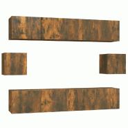 Helloshop26 - Ensemble de meubles armoire buffet TV télévision salon chambre séjour 6 pièces chêne fumé bois d'ingénierie brun 02_0025107 - Boi