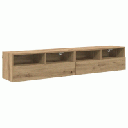 Helloshop26 - Lot de 2 meubles TV muraux design moderne minimaliste 80 x 30 x 30 cm en bois d'ingénierie chêne artisanal 02_0052793 - Bois massif 30