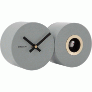 Horloge mural en métal mat Duo Cuckoo Gris Karlsson - gris inox 8714302698026