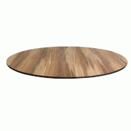 Plateau rond de table intérieur/extérieur Mésa Ø110cm en compact chêne colorado