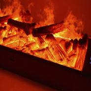 PURLINE Cheminée décorative avec flamme simulée et bûches FIRECOOL RUSTIC ORANGE 100 - noir métal 8436607026730