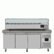 Vaiotec EASYLINE Table réfrigérée pour pizzas 800 / 3 portes "grises" avec support de refroidissement GN1/3 - argenté inox 11260