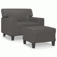 VidaXL Fauteuil avec repose-pied Gris 60 cm Similicuir Modèle Orion Office Confort - 3201161