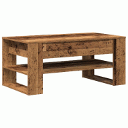 VidaXL Table basse Bois Ancien 102 x 55 x 45 cm Bois d'ingénierie Modèle Cristal Pro - 862727