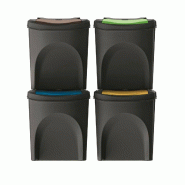 WellHome - Set de 3 Poubelles en Plastique Noir 4x25L - noir plastique WH13946