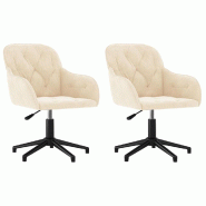 Chaises pivotantes à manger lot de 2 Crème Velours Modèle Vega Office Pro - 3103386