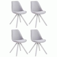 CLP Lot de 4 Chaises de salle à manger Toulouse Tissu Pieds carrés bois Gris/Blanc - gris textile 320941 CLP Lot de 4 Chaises de salle à manger Toulouse Tissu Pieds carrés bois Gris/Blanc - gris textile 320941