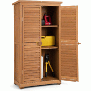 COSTWAY Armoire de jardin en bois avec 3 étagères amovibles, armoire à outils résistant aux intempéries 82 x 42 x 160cm - marron Bois manufactur�