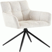 Décoshop26 - Chaise de salle à manger x1 moderne et confort mécanisme de rotation à 180° en tissu crème et métal 10_0007706 - beige métal 3000