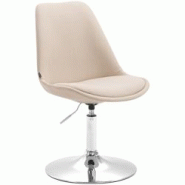 Décoshop26 - Chaise de salle à manger x1 pivotante hauteur réglable en tissu crème et pied trompette en métal chromé 10_0003786 - 3000251766967 Décoshop26 - Chaise de salle à manger x1 pivotante hauteur réglable en tissu crème et pied trompette en métal chromé 10_0003786 - 3000251766967