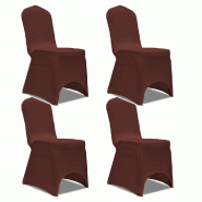 Décoshop26 - Housse de chaise extensible 4 pcs marron DEC022365 - marron 3001299469605_0