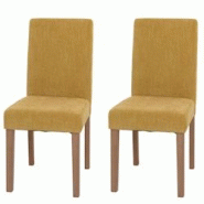 Décoshop26 - Lot de 2 chaises de salle à manger dossier haut en tissu chenille jaune pieds en bois clairs 04_0007324 - jaune 3000262059492 Décoshop26 - Lot de 2 chaises de salle à manger dossier haut en tissu chenille jaune pieds en bois clairs 04_0007324 - jaune 3000262059492