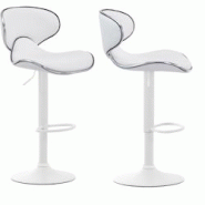 Décoshop26 - Lot de 2 tabourets de bar design contemporain pieds en métal blanc mat assise en synthétique blanc 10_0000356 - blanc 3000832369600 Décoshop26 - Lot de 2 tabourets de bar design contemporain pieds en métal blanc mat assise en synthétique blanc 10_0000356 - blanc 3000832369600