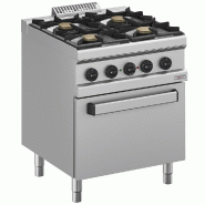 Diamond - Fourneau gaz 4 feux, four électrique à convection GN 1/1 - réf. WR-M4BF-M1 - gris AKS-WR-M4BF-M1