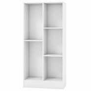 Helloshop26 - Bibliothèque à 5 cases 50 x 24 x 104 cm rangement sûr avec kits anti-basculement design moderne en bois blanc 20_0010725 - 3000226327056