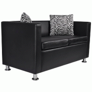Helloshop26 - Canapé 2 places de salon salle de séjour maison intérieur cuir synthétique noir 02_0018926 - noir polyester 3000936088001