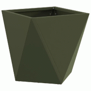 Helloshop26 - Jardinière carrée moderne extérieur 30 x 30 x 30 cm avec base consolidée en acier vert olive 02_0053054 - vert acier 3000237731507