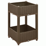 Helloshop26 - Jardinière lit surélevé plantes fleurs jardin 40 x 40 x 71 cm polypropylène marron 02_0000932 - marron 3000072671532