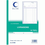 Lot de 5 Carnet Livraisons - A4 - 50 tripli - 3416790021465