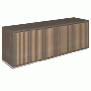 Meuble Vertigo T01 2 portes 2 tiroirs MDF naturel et noyer foncé 180x47x60 cm