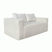 Oviala Business Oviala Canapé 2 places en tissu côtelé avec coussins ecru - blanc textile 114169 Oviala Business Oviala Canapé 2 places en tissu côtelé avec coussins ecru - blanc textile 114169